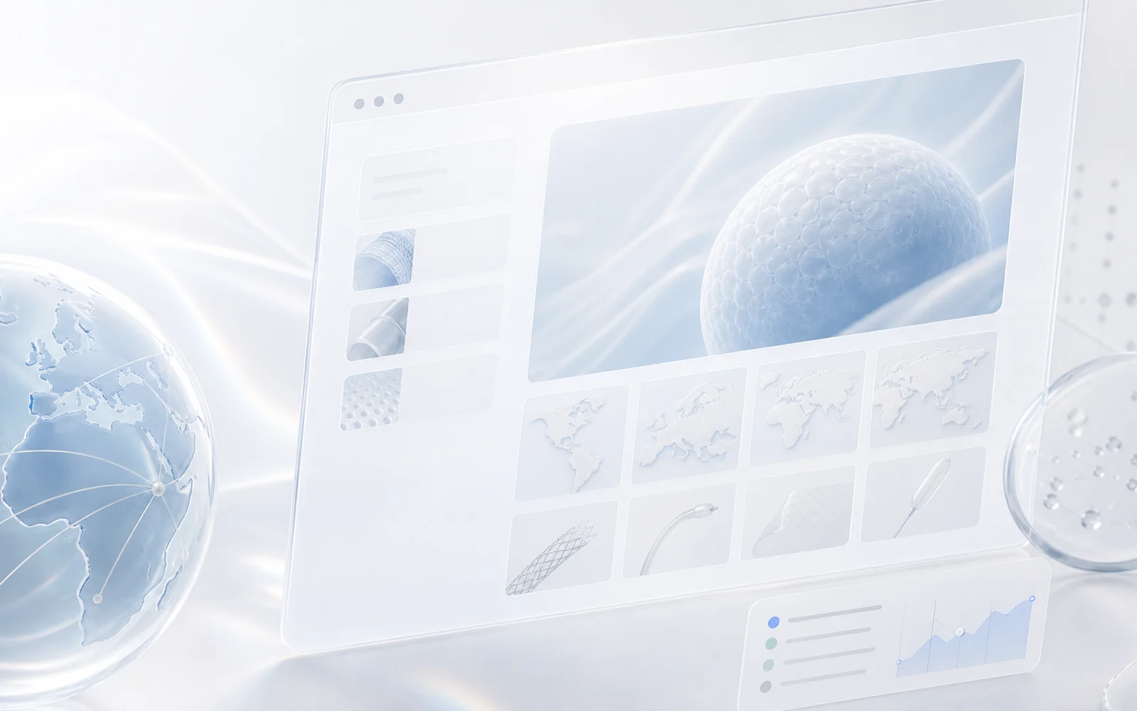 Clinical product discovery surface with medical material and global market routes